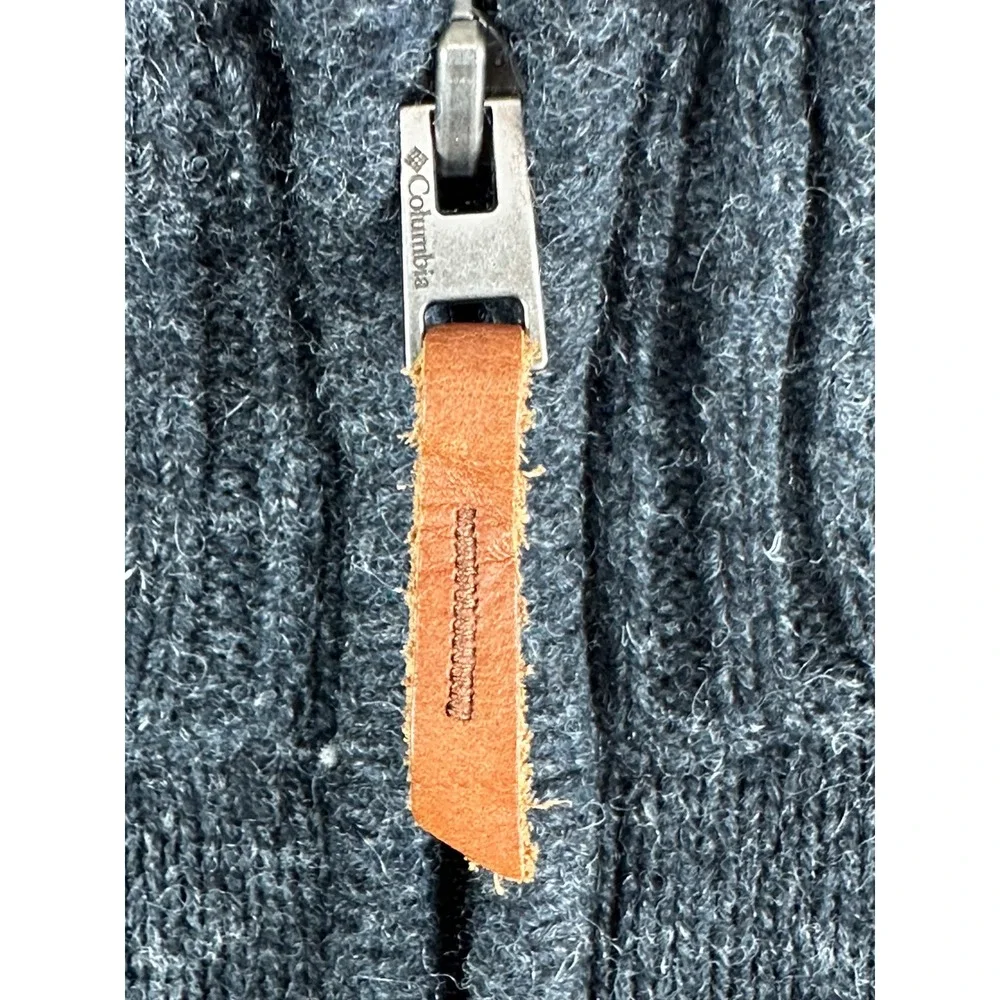 Columbia Mens Gray Wool Blend Quarter Zip Mock‎ Neck Sweater Elbow Patch XL